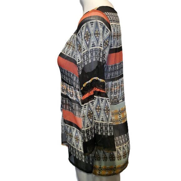 ❤️ 4/$20 Petticoat Alley Anthropologie boho top Women's medium Sheer Babydoll - Picture 9 of 14